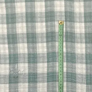 Kaksinkertainen harsokangas/musliini Double sided CHECKS MINI green