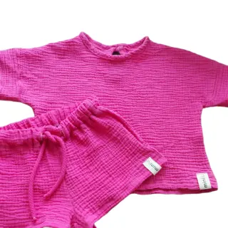 Kaksinkertainen harsokangas/musliini fuchsia