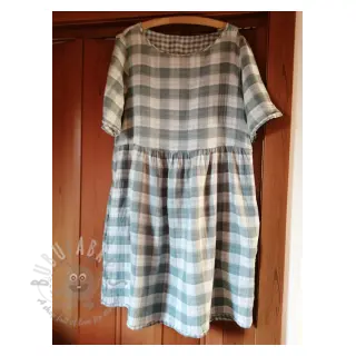 Kaksinkertainen harsokangas/musliini Double sided CHECKS MINI green