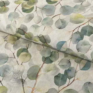 Sisustuskangas Linenlook Eucalyptus boho leaf digital print