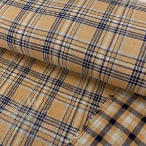 Kaksinkertainen harsokangas/musliini Double sided CHECKS multicolour brown