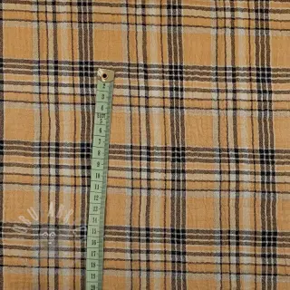 Kaksinkertainen harsokangas/musliini Double sided CHECKS multicolour brown