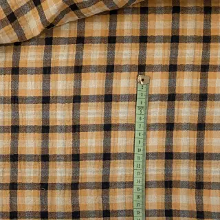 Dvojitá gázovina/mušelín Double sided CHECKS multicolour brown