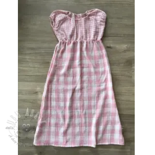 Kaksinkertainen harsokangas/musliini Double sided CHECKS MINI old rose