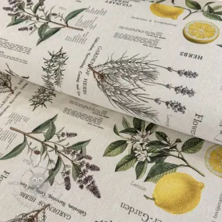 Sisustuskangas Linenlook Lavender citrus recipe digital print