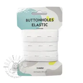 Litteä kuminauha reiällinen 18 mm white 3 m