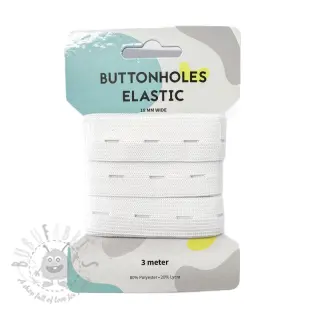 Litteä kuminauha reiällinen 18 mm white 3 m