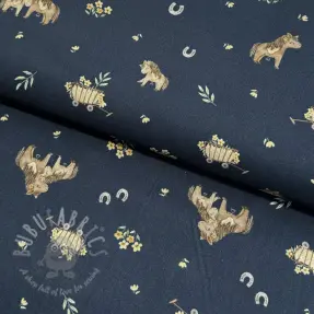 Puuvillakangas Ponny navy digital print