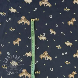 Puuvillakangas Ponny navy digital print