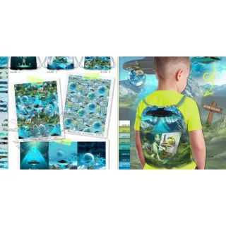 Sisustuskangas KIDS BACKPACK Alien my friend PANEL