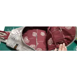 Sisustuskangas Linenlook Elegant dandelion bordeaux