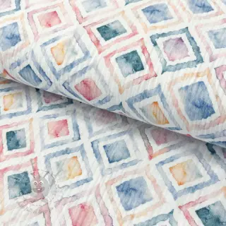 Kaksinkertainen harsokangas/musliini Geo watercolour blue digital print