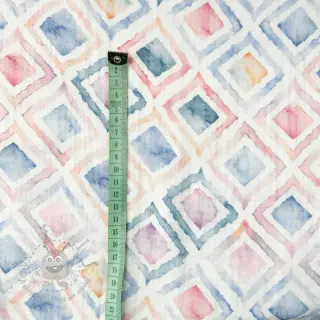 Kaksinkertainen harsokangas/musliini Geo watercolour blue digital print
