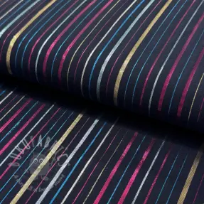 Puuvillakangas LUREX stripes navy