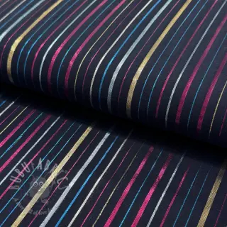 Puuvillakangas LUREX stripes navy