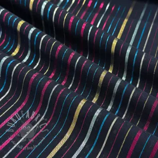 Puuvillakangas LUREX stripes navy