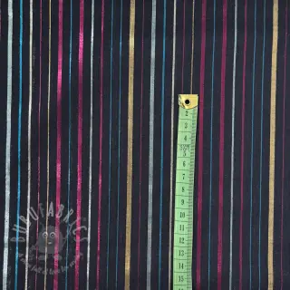 Puuvillakangas LUREX stripes navy