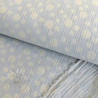 Kaksinkertainen harsokangas/musliini JACQUARD Dots light blue