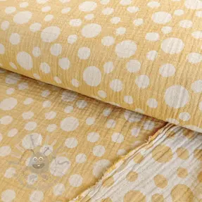 Kaksinkertainen harsokangas/musliini JACQUARD Dots dark yellow