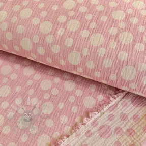 Kaksinkertainen harsokangas/musliini JACQUARD Dots pink