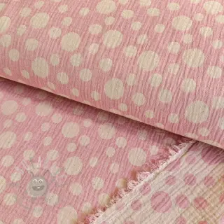 Kaksinkertainen harsokangas/musliini JACQUARD Dots pink