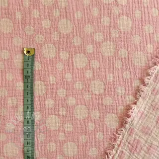 Kaksinkertainen harsokangas/musliini JACQUARD Dots pink