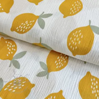 Kaksinkertainen harsokangas/musliini Lemons white