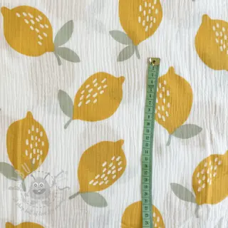 Kaksinkertainen harsokangas/musliini Lemons white