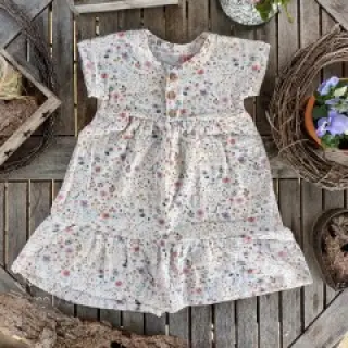Kaksinkertainen harsokangas/musliini Lovely meadow white