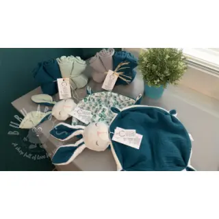 Kaksinkertainen harsokangas/musliini dark cyan