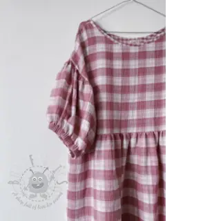 Kaksinkertainen harsokangas/musliini Double sided CHECKS MINI mauve