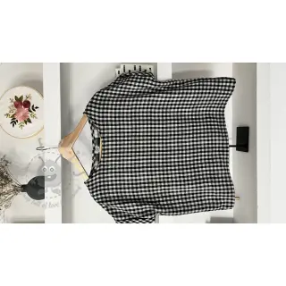 Kaksinkertainen harsokangas/musliini Double sided CHECKS MINI black
