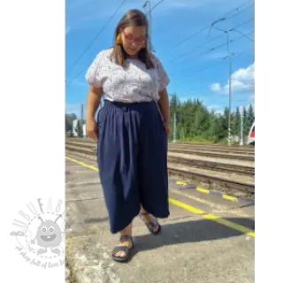 Viskoosi pellavalla CRINCLE navy