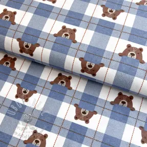 Puuvillakangas FLANNEL Bear check jeans