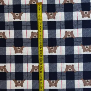 Bavlnená látka FLANNEL Bear check navy