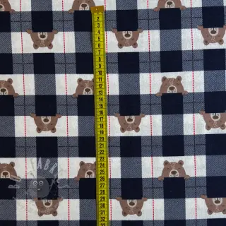 Puuvillakangas FLANNEL Bear check navy