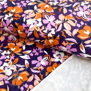 Collegekangas Bright flowers design purple ochre