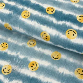 Kaksinkertainen harsokangas/musliini Happy faces jeans digital print