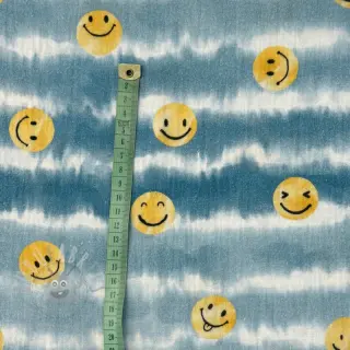 Kaksinkertainen harsokangas/musliini Happy faces jeans digital print