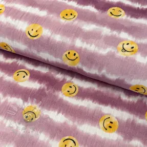 Kaksinkertainen harsokangas/musliini Happy faces blush digital print