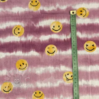 Kaksinkertainen harsokangas/musliini Happy faces blush digital print