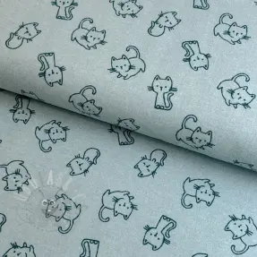 Puuvillakangas FLANNEL Cats mint