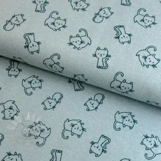 Puuvillakangas FLANNEL Cats mint