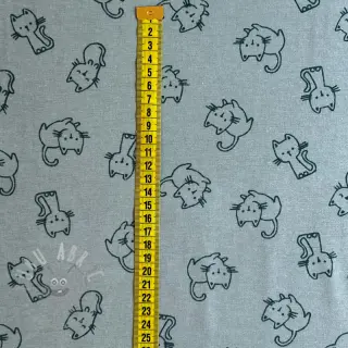 Puuvillakangas FLANNEL Cats mint