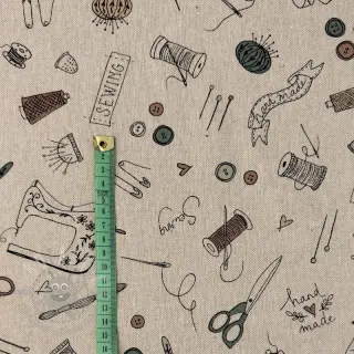 Sisustuskangas Linenlook Sewing Doodle Craft