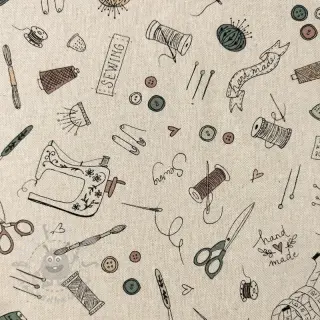 Sisustuskangas Linenlook Sewing Doodle Craft