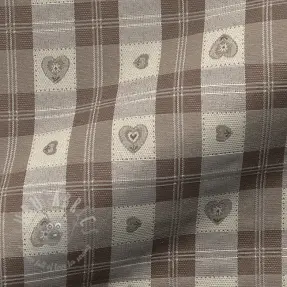 Sisustuskangas jacquard DOUBLE FACE Landhaus Heart Check taupe