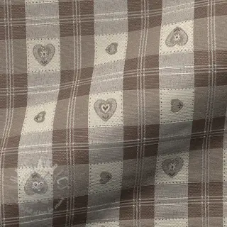 Sisustuskangas jacquard DOUBLE FACE Landhaus Heart Check taupe