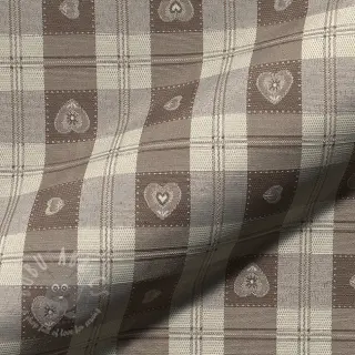 Sisustuskangas jacquard DOUBLE FACE Landhaus Heart Check taupe