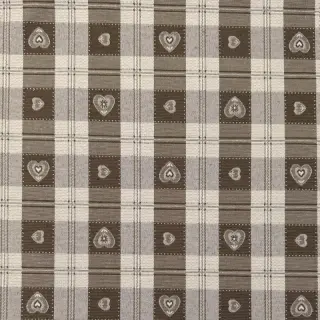 Dekoračná látka jacquard DOUBLE FACE Landhaus Heart Check taupe